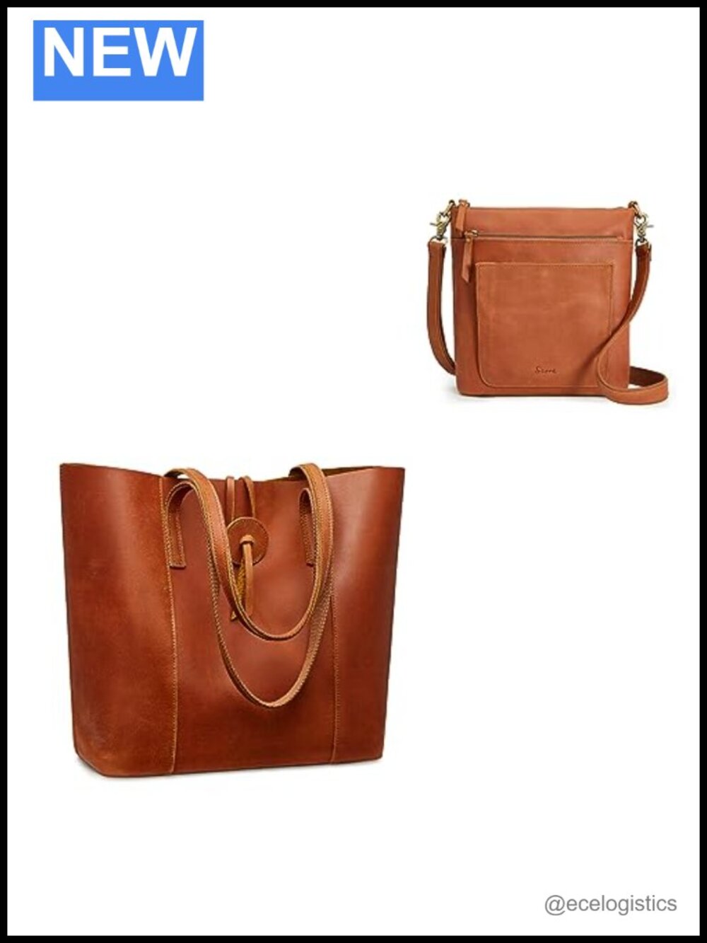 Women Leather Tote Bag & Crossbody Bucket Purse with Multi-Pockets